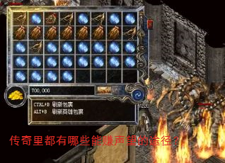 传奇里都有哪些能赚声望的途径? 传奇里都有哪些能赚声望的途径?