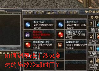 如何调整战士烈火剑法的施放冷却时间? 如何调整战士烈火剑法的施放冷却时间?