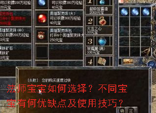法师宝宝如何选择?不同宝宝有何优缺点及使用技巧? 法师宝宝如何选择?不同宝宝有何优缺点及使用技巧?
